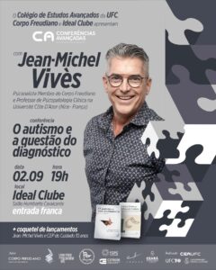 Imagem ilustrativa da divulgação da Conferência “O autismo e a questão do diagnóstico”, que será promovido pelo Colégio de Estudos Avançados da UFC, com o apoio do Laboratório de Psicanálise da UFC e de várias outras instâncias. A conferência ocorrerá no dia 2/9/2025, no Salão Humberto Cavalcante do Ideal Clube.